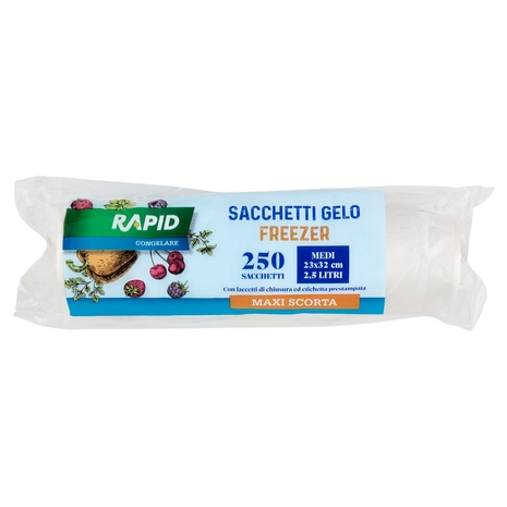 Rapid Congelare Sacchetti Gelo Freezer Medi 23X32 cm 2,5 Litri 250 pz